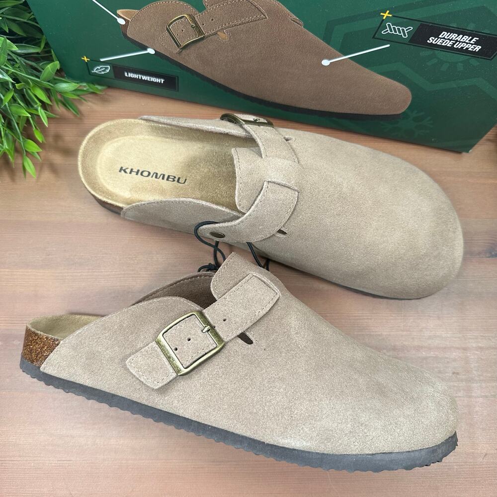 Khombu Men's Damian Taupe Suede Mules Size 9